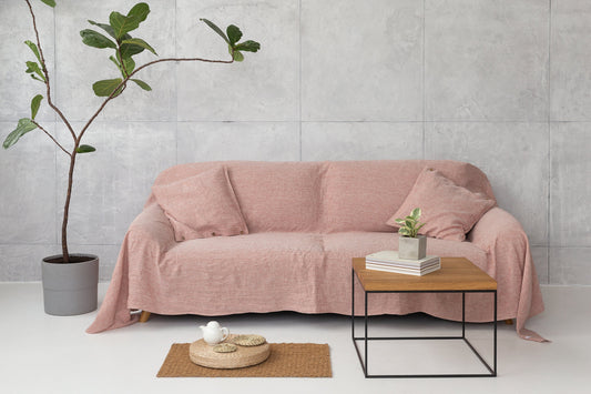 Melange Burgundy linen couch cover