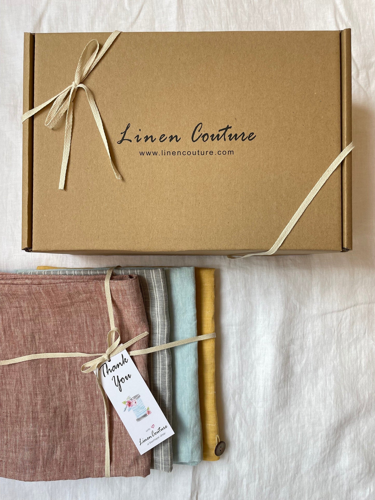Cloudy Grey Stripe linen large makeup bag