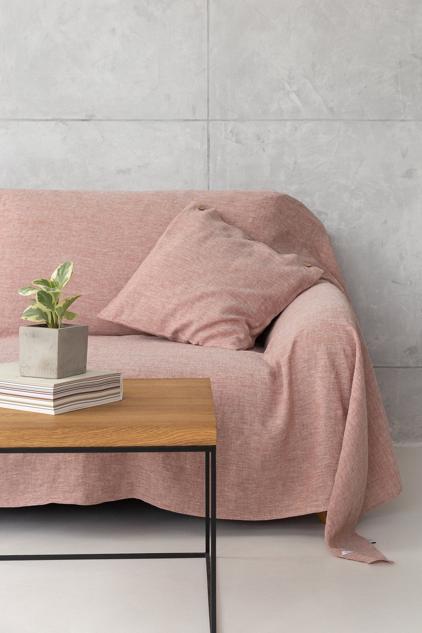 Melange Burgundy linen couch cover