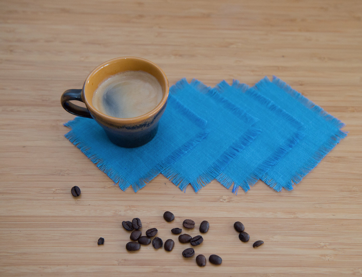 Sky Blue linen coasters set