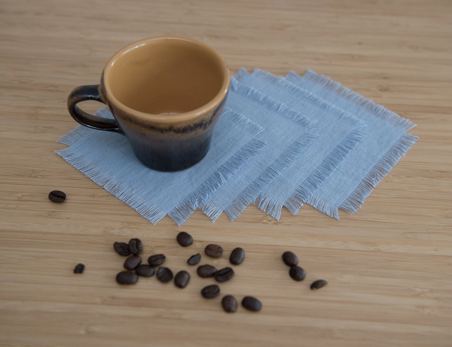 Sky Blue linen coasters set