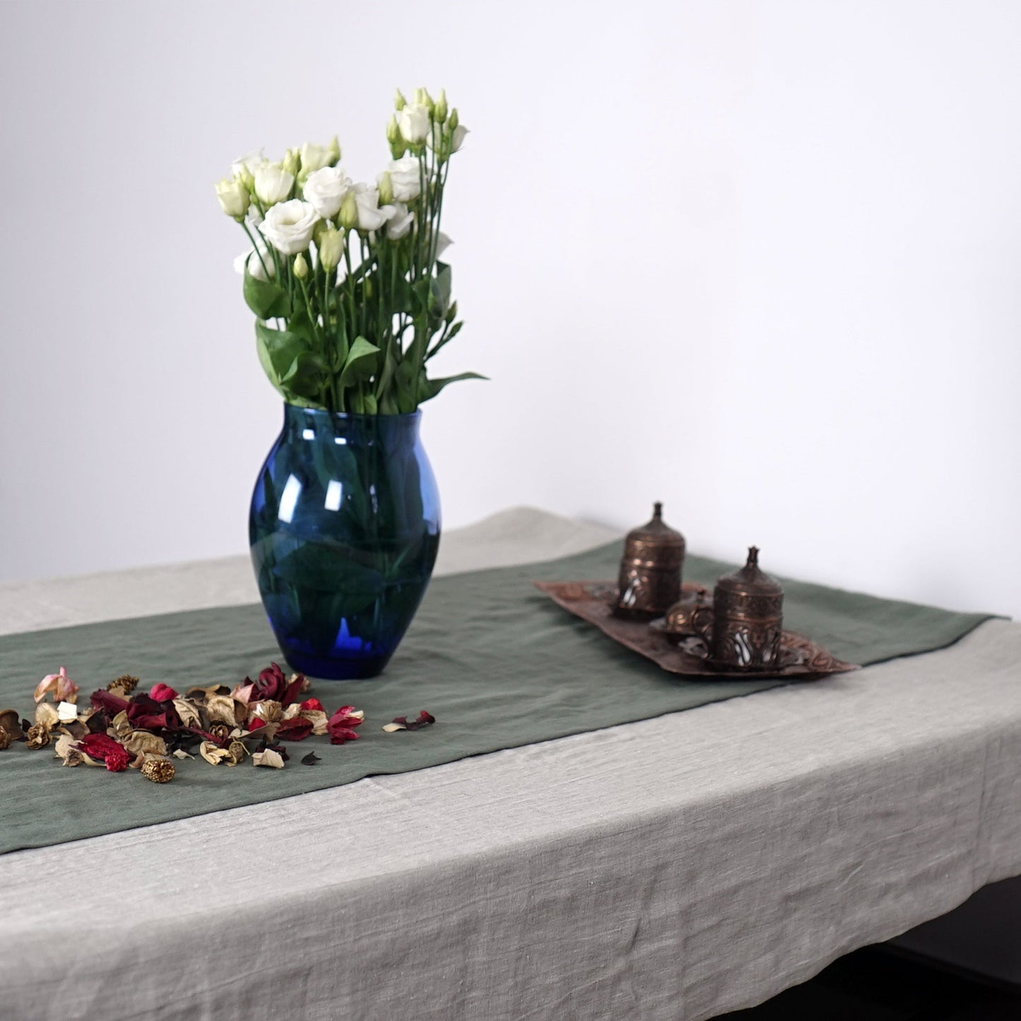 Greyish Mint linen table runner