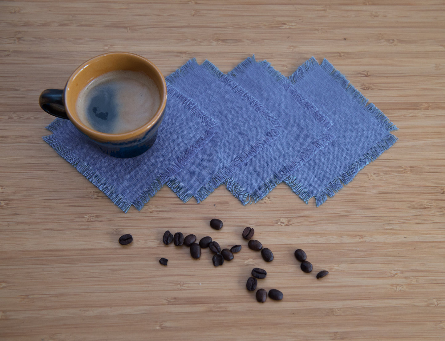 Sky Blue linen coasters set
